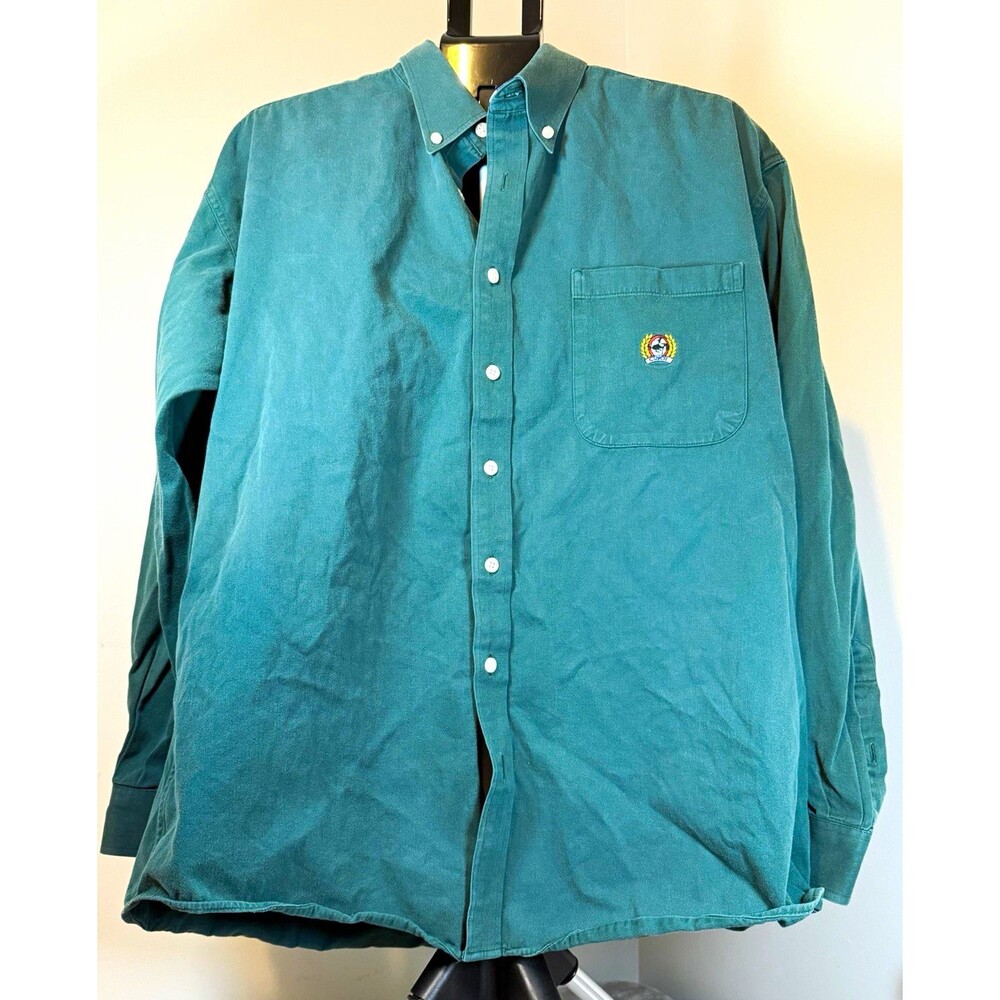 Cinch Men's XL Regular Green Solid Cotton Woven Button-Down LS Shirt Pockets